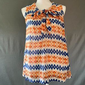 Merona Size XS Ikat Orange and Blue Sleeveless Blouse